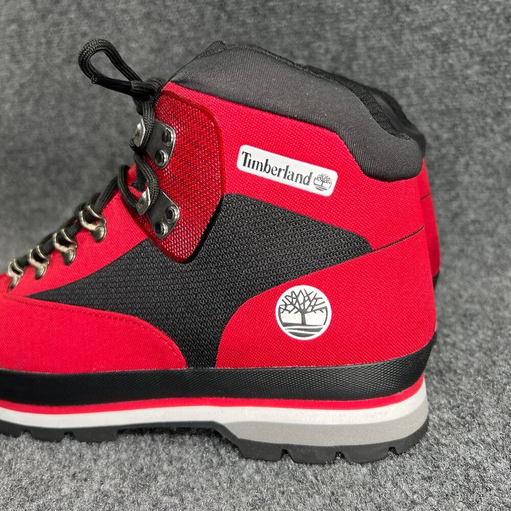 Timberland Euro Hiker Jacquard Boots Men's 9 Red Black Mid Lace Outdoor Hiking - Picture 5 of 12